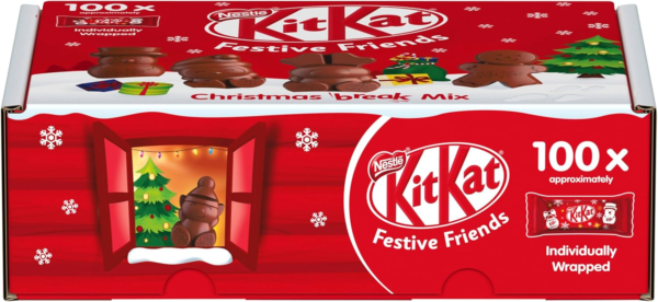 Nestle Kit Kat Christmas Friends 100 Assorted Milk Chocolate Christmas Figures Bulk Chocolate Box, 820 g